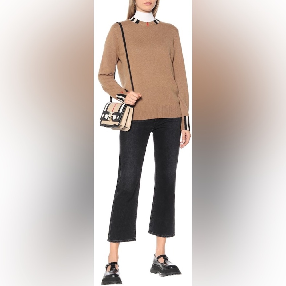 Burberry Icon Stripe Cashmere Sweater Brown Medium - Picture 2 of 7